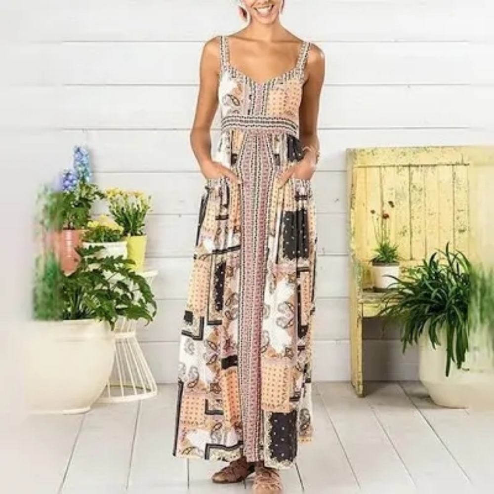 Matilda Jane Adventure Begins Perfectly Paisley Boho Maxi Dress size M